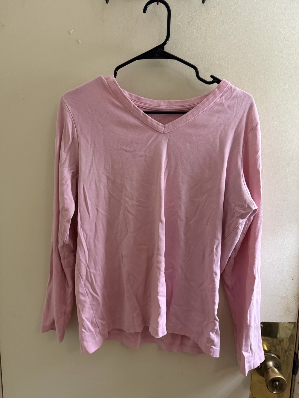 Lands' End Pale Pink V-Neck Long Sleeve Tee